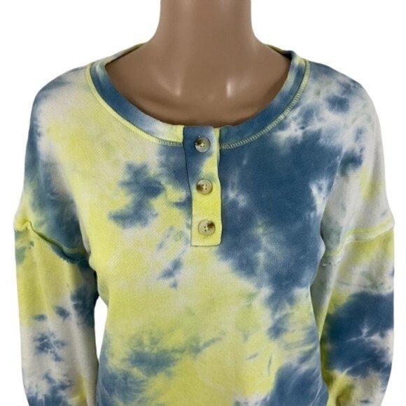 Anthropologie Current Air Los Angeles Tie Dye Crop Crewneck sweatshirt sz Small - Picture 2 of 9